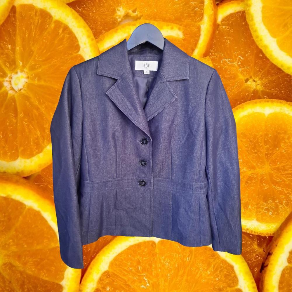 Le Suit Petite Navy Button Up Blazer Size 4P